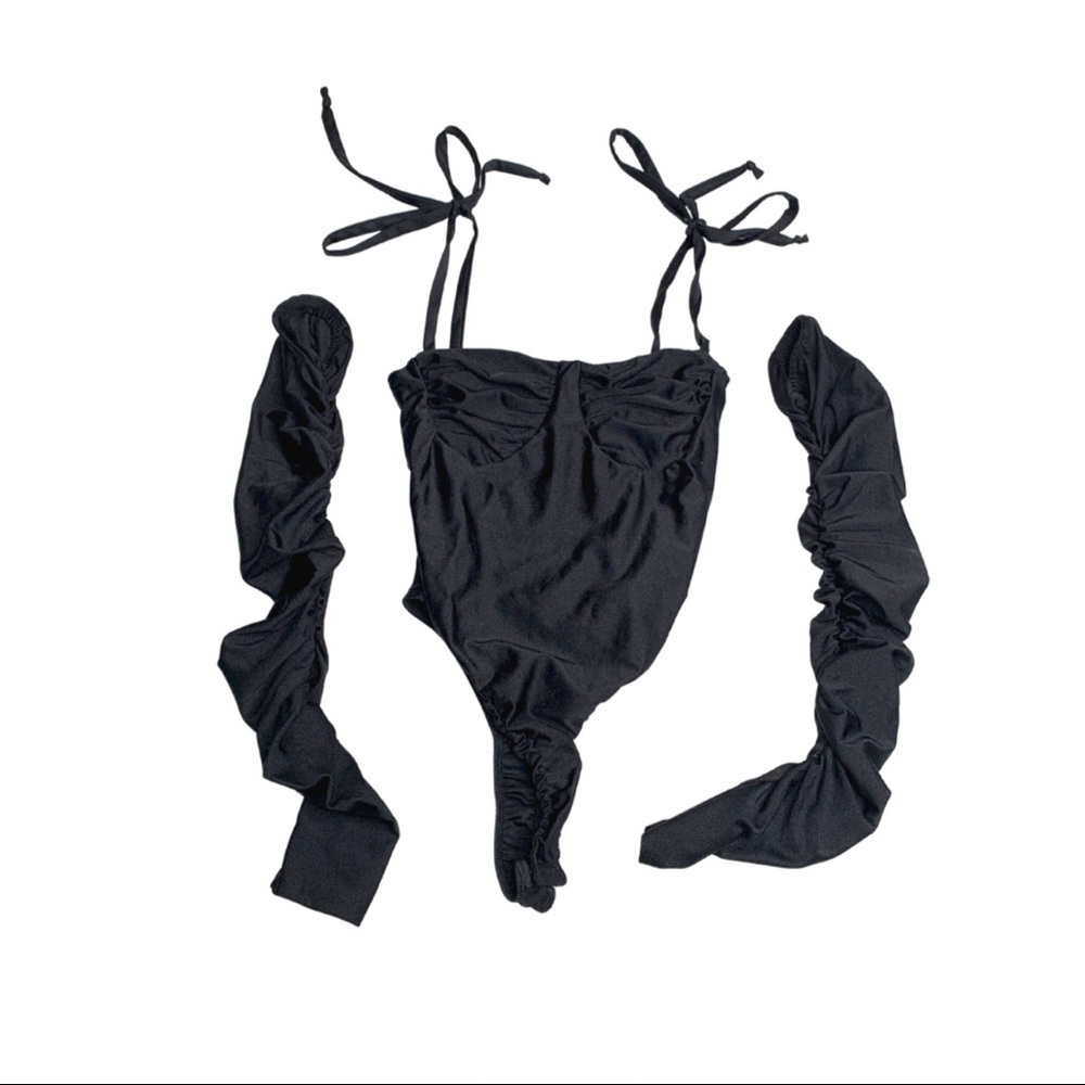 Detached emotions ruched bodysuit